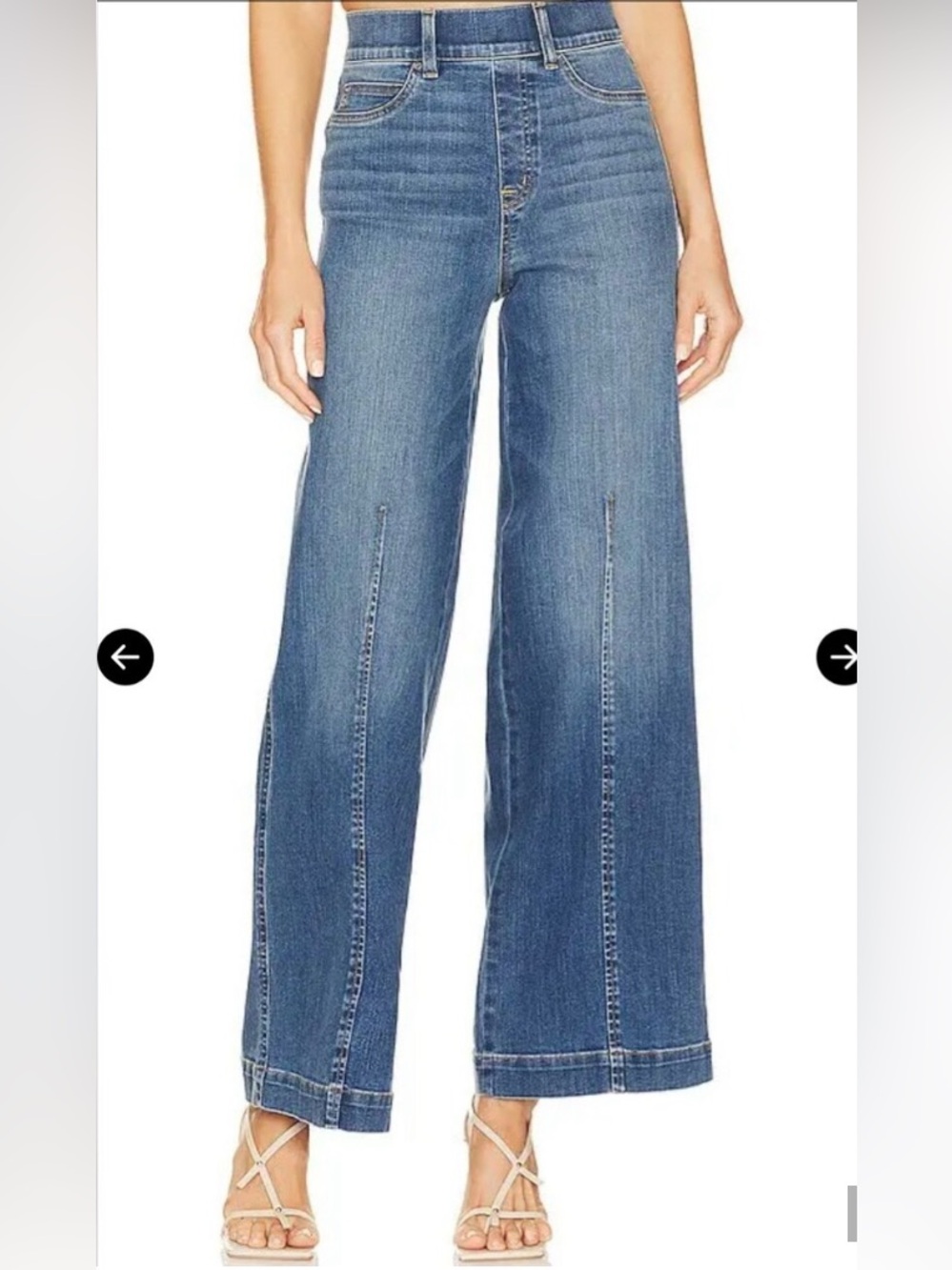 Spanx Seamed Front Wide Leg Jeans Vintage Indigo size elastic waistband - S